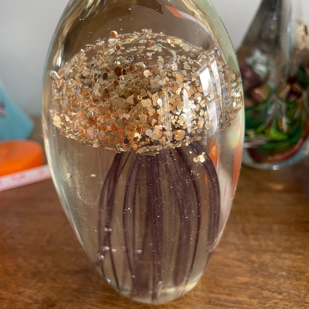 Elegant Glass Jellyfish Paperweight